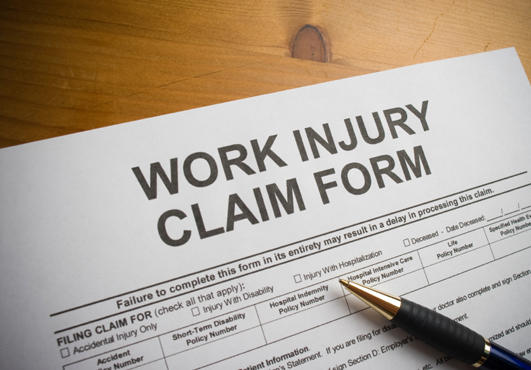 Work Injury Claim Form used by a worker's compensation chiropractor.
